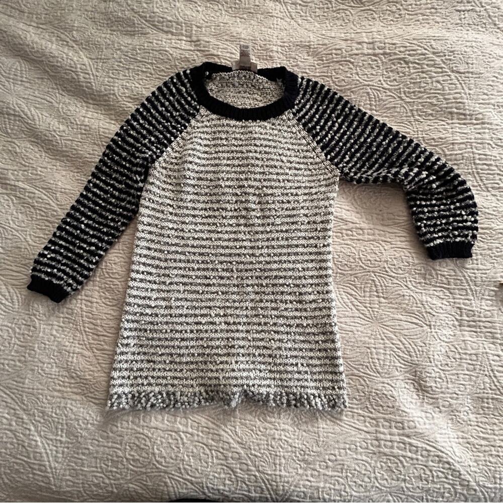 LOFT Navy and grey Striped Crew Neck Sweater, XS